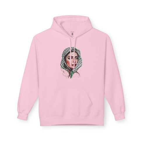 Palestine Woman Art Hoodie Unisex - Keffiyeh Scarf Dual-Sided Graphic Pullover
